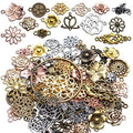 Jewelry Connectors Charms, 100 Gram Flower Tibetan Style Mixed Flower Shape Pendants Metal Beads Link Connector Charms for DIY Earring Necklace Jewelry Making