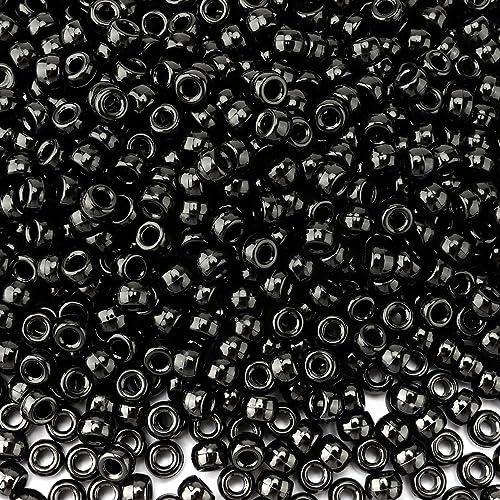 QPIXVB 1100PCS Pony Beads Black,Beads for Jewelry Making,Friendship Bracelet Kit Bead for Bracelets Making,Bulk Plastic Hair Bead for Crafts - color: black beads