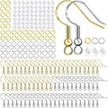 Hypoallergenic Earring Hooks 150 PCS/75 Pairs, Silver Plated Ear Wires Fish Hooks,500pcs Earring Making Kit with Jump Rings and Clear Silicone Earring Backs Stoppers for DIY Jewelry Making - color: Silver,Gold, size: 500pcs