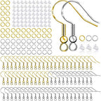 Hypoallergenic Earring Hooks 150 PCS/75 Pairs, Silver Plated Ear Wires Fish Hooks,500pcs Earring Making Kit with Jump Rings and Clear Silicone Earring Backs Stoppers for DIY Jewelry Making - color: Silver,Gold, size: 500pcs