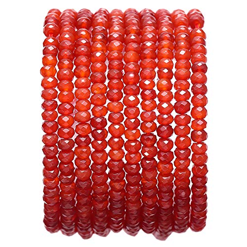 BEADIA Faceted Natural Red Agate Stone Rondelle 3x4mm Loose Semi Gemstone Beads for Jewelry Making 38cm - color: Red Agate Faceted Rondelle, size: 3x4mm