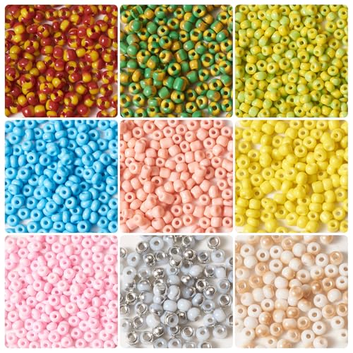 Beadthoven 900pcs Glass Seed Beads 3-4mm Glass Loose Spacer Beads for Friendship Bracelet Small Tiny Round Pony Craft Bead Bulk for Jewelry Making Necklace DIY Supplies - color: Gradient Color, size: 3mm