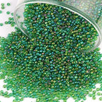 Size 2 mm 11/0 Glass Seed Beads, 10100 Pcs Small Mini Spacer Loose Pony Beads for Jewelry Making and DIY Crafts (Green) - color: Green, size: Small