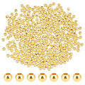PH PandaHall 500pcs 3mm Gold Beads 18K Gold Plated Beads Long-Lasting Round Smooth Spacer Beads Seamless Loose Balls Mini Seed Beads for Summer Hawaii Stackable Necklace, Bracelet, Earring Making - size: 3mm