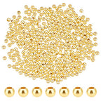 PH PandaHall 500pcs 3mm Gold Beads 18K Gold Plated Beads Long-Lasting Round Smooth Spacer Beads Seamless Loose Balls Mini Seed Beads for Summer Hawaii Stackable Necklace, Bracelet, Earring Making - size: 3mm