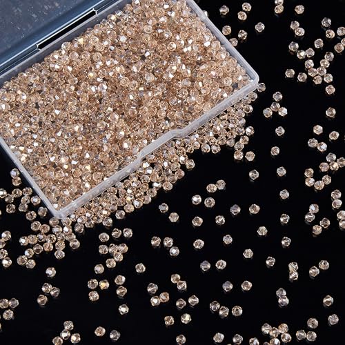 1200PCS 3mm Bicone Crystal Glass Beads for Jewelry Making, Sparkling Mini Beads for Suncatchers, DIY Bracelets & Craft Projects (Champagne Silver) - color: Champagne Silver, size: 3MM 1200Pcs