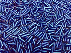 Czech Bugle Beads 40 gr / 1.4 oz Glass Tube Size #3 7mm (Royal Blue Silver Lined) - color: Royal Blue Silver Lined