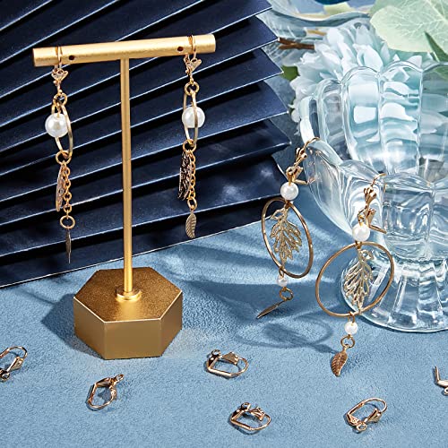 Beebeecraft 1 Box 50Pcs Leverback Earring Findings 18K Gold Plated French Earring Hooks 16x11mm Leaf Pattern Interchangeable Dangle Ear Wire Findings for Jewelry Making - color: 16x11mm Leaf Earring Hooks