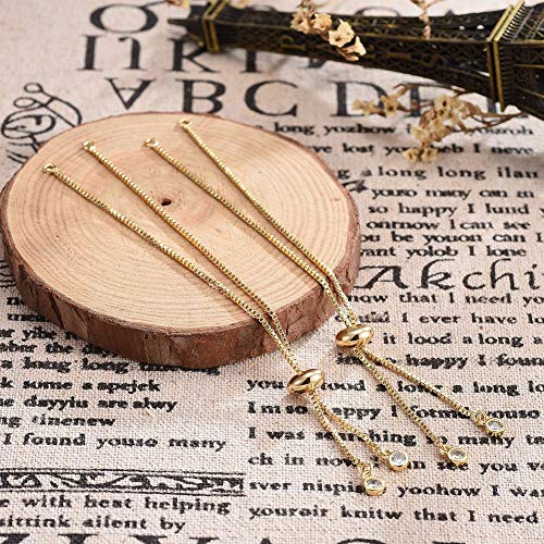 DanLingJewelry 5pcs Adjustable Slider Metal Bracelet Slider Extender Chains with Rhinestone Charms for Jewelry Making DIY 8 Inches(223mm) G - color: StyleⅩ-5 pcs-Golden