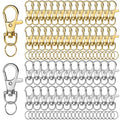LEOBRO 100PCS Lobster Claw Clasps and Key Rings, Keychain Making kit, Keychains Clips and Key Chain Ring, for Key Chain, Jewelry Making, Art Crafts, Gold & Silver
