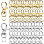 LEOBRO 100PCS Lobster Claw Clasps and Key Rings, Keychain Making kit, Keychains Clips and Key Chain Ring, for Key Chain, Jewelry Making, Art Crafts, Gold & Silver