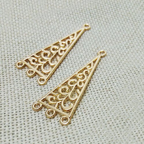 10 pcs Earring Chandelier Findings Accessories End Bar Antique Silver Tibetan Earrings Dangle Component Links Connector DIY Making Kit for Drop and Charms Pendants (kc Gold, 46 x 18 mm) - color: kc gold, size: 46 X 18 Mm