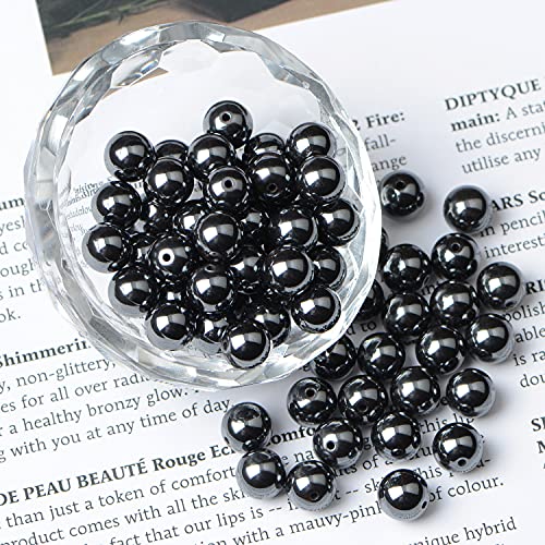 AD Beads 8mm Natural Round Loose Beads 110 Pieces, for Making 108 Mala Prayer Beads Necklace, Bracelet & Yoga Meditation, Jewelry Design (Hematite) - color: Hematite