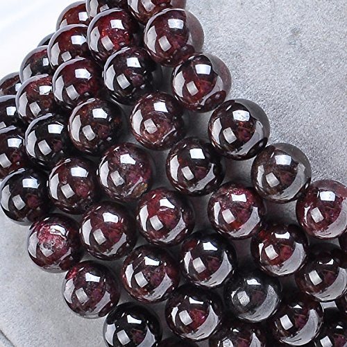 MASSIVE BEADS Natural Healing Power Gemstone Crystal Beads Unisex Adjustable Macrame Bracelets - color: Garnet, size: 8mm