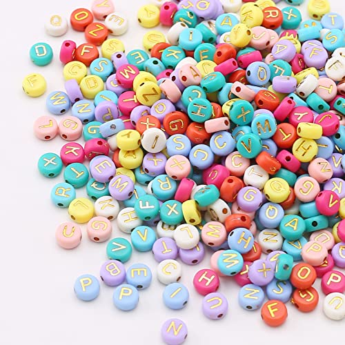 ToBeIT 1000pcs Letter Beads Color Alphabet Beads Gold Round Letter Beads Jewelry Findings Charms for DIY Bracelet Necklace Craft Making (bgcolor-Gold(10color))-1 - color: color