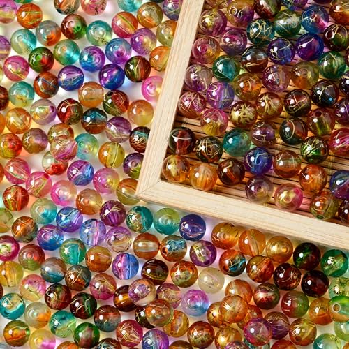 PIPITREE 500 PCS Acrylic Beads 8mm Rainbow Round Bead for Pens Bulk Acrylic Beads for Keychains Beadable Pens DIY Crafts Bracelets Necklace Jewelry Making Plastic Colorful Bead (Multi Color) - color: Multicolor