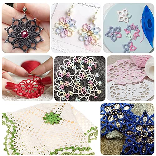 BUTUZE Tatting Shuttle Kit, 10 PCS Plastic Tatting Shuttle with Beading Needles Crochet Hooks Knitting Needles Big Eye Needles Tatting Needles for DIY Hand Lacemaking Craft Tool Weave Yarn Set - size: 10 PCS