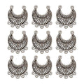 Mega Pet 10pcs Antique Silver Hollow New Moon Charm Links with 5 Holes Tibetan Style Chandelier Component Connectors 31x28mm for Jewelry Findings Bracelet Necklace Making - color: Antique Silver, Moon