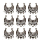 Mega Pet 10pcs Antique Silver Hollow New Moon Charm Links with 5 Holes Tibetan Style Chandelier Component Connectors 31x28mm for Jewelry Findings Bracelet Necklace Making - color: Antique Silver, Moon
