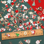 SANNIX 110Pcs 55 Pairs Christmas Charms Gold Enamel Jewelry Pendants for Xmas Earring Bracelet Necklace Craft Making - style: Christmas Charms-55 Pairs