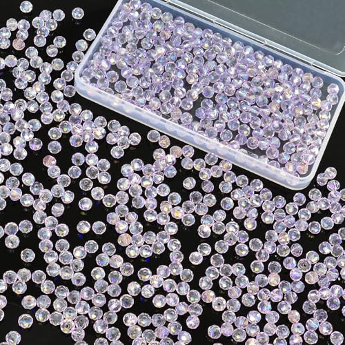 500Pcs 6mm Crystal Glass Beads for Jewelry Making Beads for Bracelets Necklace Pendants Making Supplies(Light Purple) - color: Light purple, size: 6mm 500pcs
