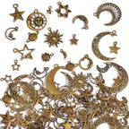 stino 100 Gram Metal Charms for Jewelry Making, Silver & Gold Plated, Bulk Pack for Bracelets, Necklaces, Crafts - color: Celestial Bronze