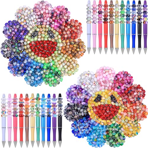 AIPRIDY 260 Piece Large Hole European Craft Beads, Mixed Color Lampwork Spacer Beads for DIY Jewelry Making Supplies (Multicolor 11 Color) - color: Multicolor 11 color