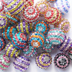 30PCS 20MM Bubblegum Beads for Pens, Stripe Rhinestones Disco Ball Chunky Large Acrylic Round Beads for Bag Focal Beadable Pen Keychain Making Jewelry Bracelet Making DIY Crafts - color: Stripe Rhinestones