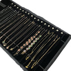 Portable Jewelry Roll Untangled Secure Necklace Travel Storage Bag Displays Holder 16 Chain (black PU and velvet) - color: black PU and velvet