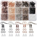 TOAOB 150pcs Hypoallergenic Earring Hooks Mixed Colors Ear Wire Hooks Earring Making Kit with 1000pcs Open Jump Rings 200pcs Earrings Backs for Jewelry Making Findings - color: Bronze/Antique red/Rose gold/Nickel/Black