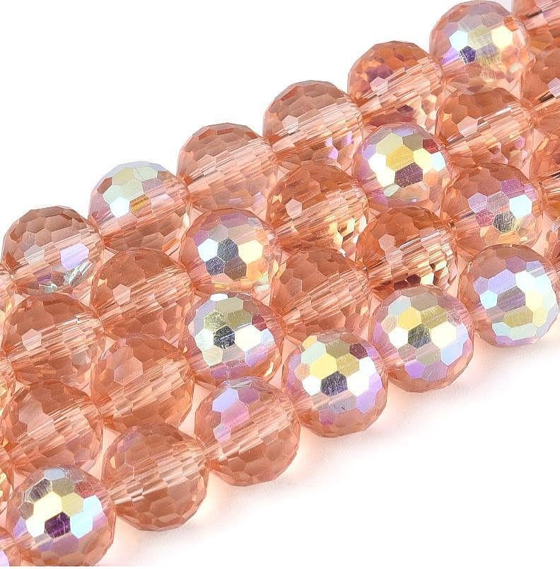 68pcs 8mm Transparent Electroplate Glass Beads Strands 96 Faceted Round Glass Spacer Beads for DIY Earring Bracelet Necklace Jewelry Making Dark Salmon - color: Dark Salmon