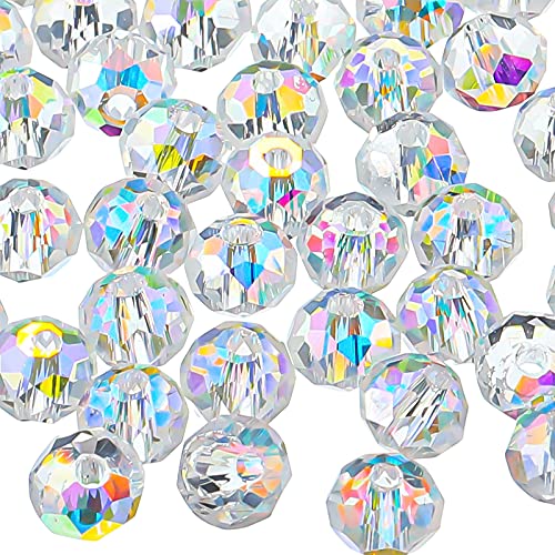 Highergo 500 Pieces DIY Glass Crystal Rondelle AB Glass Beads Faceted Rondelle Beads for Bracelets Necklace Pendants Jewelry Making DIY Craft Project Supplies (8 mm)