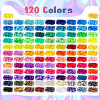 Dowsabel 6 Boxes 120 Colors Pony Beads Bracelet Making Kit, Beads for Jeweley Making with Letter Beads Kandi Beads, DIY Arts and Crafts Birthday Gifts - style: Rainbow