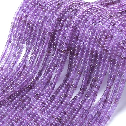 2x4MM 150PCS Amethyst Crystal Tube Rondelle Abacus Disk Natural Stone Spacer Loose Beads for Jewelry Making Bracelet DIY Accessories - color: Amethyst, size: 2x4mm abacus-shaped