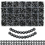 Looconi 1400pcs Black Letter Beads Star and Heart Beads 7x4mm Alphabet for Jewelry Making - color: Blacklheartstar, size: 7x4mm