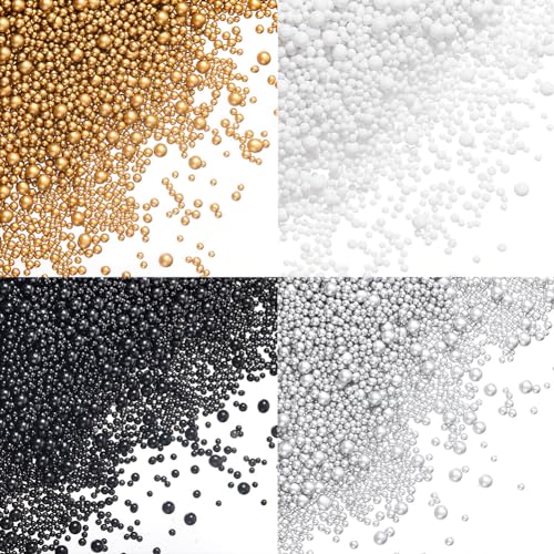 PH PandaHall 200g Resin Bubble Beads 4 Colors Seed Beads No Hole Bead 1~3mm Round Tiny Glass Bead for UV Resin Molds Jewelry Making UV Nail Decoration - color: 4 Colors