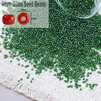 2000pcs Glass Seed Beads Bulk, 4mm 6/0 Mini Pony Spacer Small Individual Color Seed Beads for DIY Bracelet Necklaces Wrist Jewelry Making, Frosted Silver Green - color: Frosted Silver Green