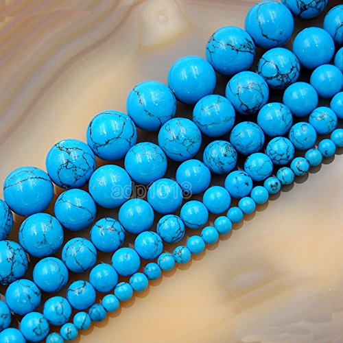 AD Beads 4mm Dyed Turquoise Smooth Round Loose Beads 15" (4mm, Blue Turquoise) - color: Blue Turquoise, size: 4mm
