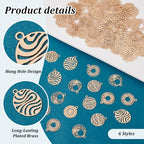 PH PandaHall 120pcs 6 Styles Brass Filigree Pendants, Flat Round Gold Charms Bulk Metal Pendants Hollow Metal Charms for DIY Bracelet Earring Necklace Jewelry Making