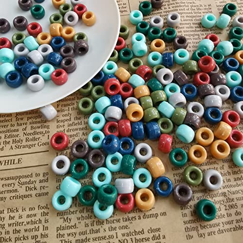 Amaney 1000Pcs Pony Beads 6x9mm Mixed Colors Earth Tone Acrylic Beads for Making Bracelet Hair Braids Crafts - color: Earth