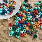Amaney 1000Pcs Pony Beads 6x9mm Mixed Colors Earth Tone Acrylic Beads for Making Bracelet Hair Braids Crafts - color: Earth