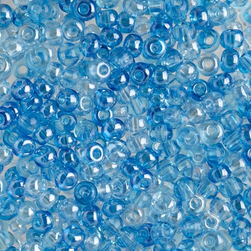 John Bead Czech Glass Seed Bead/Pony Bead 6/0 (100g) Blue/Aqua Luster Mix Beads for DIY Arts Crafts Jewelry Bracelets Necklaces Earrings Making - color: Blue Aqua Luster Mix