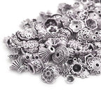 160-210pcs Bali Style Jewelry Making Metal Bead Caps Deluxe New Mix, 100 Gram,Tibetan Silver - color: Antique Silver