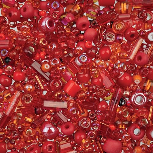 50g John Bead Bead Bar Assorted Red Mix Czech Glass Seed Beads for DIY Crafts Jewelry Friendship Bracelet Necklace Earrings Phonecharm Making - color: Red Assorted Mix
