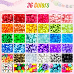 ARIANACO Pony Beads for Bracelet Making Kit with Letter Beads for Friendship Bracelets String Sets,5 Boxes Rave Kandi Beads Bulk for Keychain Crafts and Jewelry Making Supplies