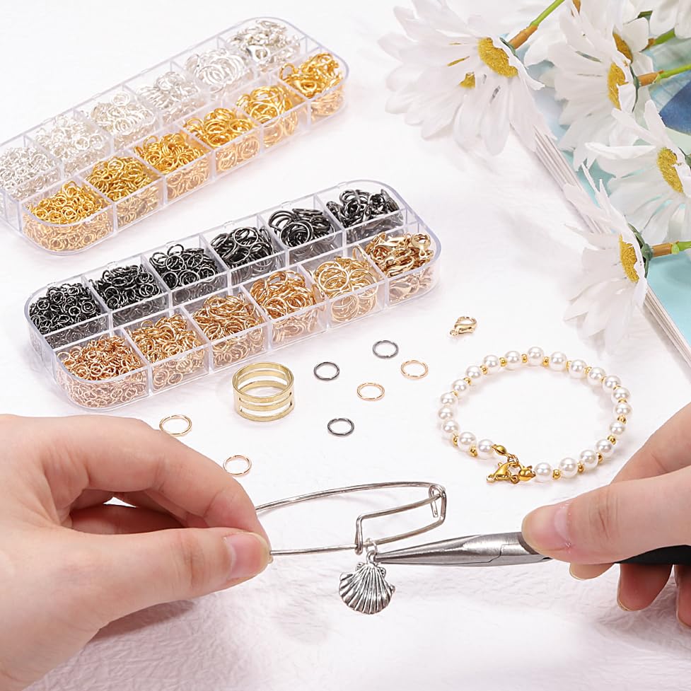 DIYDEC Jump Rings for Jewelry Making 2143pcs Open Jump Rings and Lobster Clasps Necklace Bracelet Jewelry Repair Kit with Pliers Tweezers Jump Ring Opener