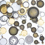 stino Metal Charms for Jewelry Making 100gram, Bulk Tibetan Silver & Gold Plated Trinkets for Earring Necklace Jewelry Making and Findings - color: Bezel Round Silver & Gold