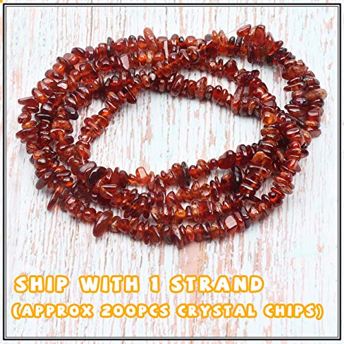 500 pcs Natural Chip Stone Beads, Orange Garnet 5-8 mm Irregular Gemstones Healing Crystal Loose Rocks Bead Hole Drilled for Jewelry Making Bracelet - color: Orange Garnet