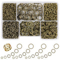 1400 Pcs Mixed Size Jump Rings for Jewelry Making, Keychains, Necklace Repair & DIY Crafts - 4mm, 6mm, 5mm, 7mm, 8mm, 10mm - Antique Bronze - color: Antique Bronze