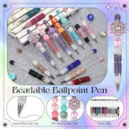 Tondiamo 45 Pcs Full Rhinestone Beadable Pens Bulk Set 15 Glitter Diamond Pens with Cards & Bags Fancy Beaded Pen for Beads DIY Cute Journalling Bling Ballpoint Craft Making(Gradient Diamonds) - style: Gradient Diamonds